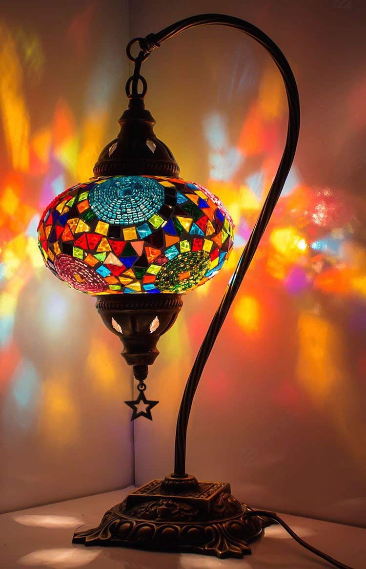 Large Shade Handmade  Stunning Turkish Moroccan Red Mosaic Table Lamp