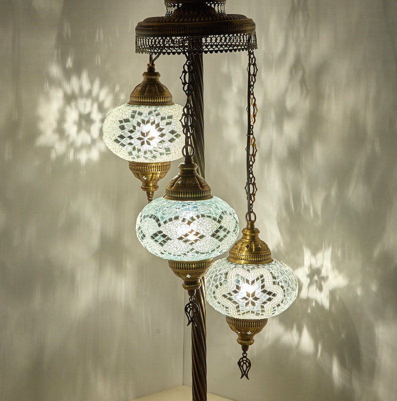 Free 3 Big Globes Floor Lamp Turkish Moroccan Mosaic Image 0