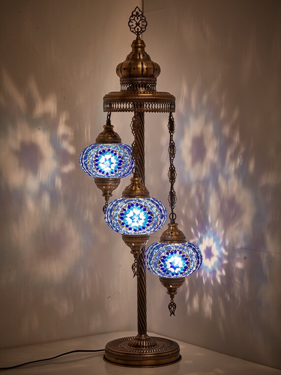 Free 3 Big Globes Floor Lamp Turkish Moroccan Mosaic Or Table Bedside Night Light Lampshade X 6 5 37 Height
