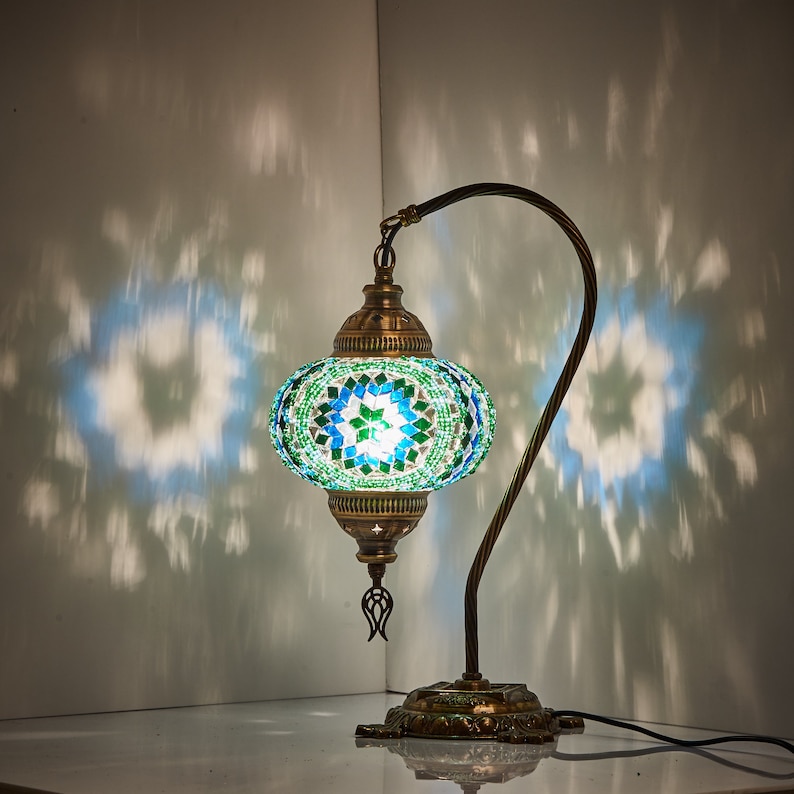 Hand Made Turkish Moroccan Style Mosaic Table Desk Lamp Light USA Standard