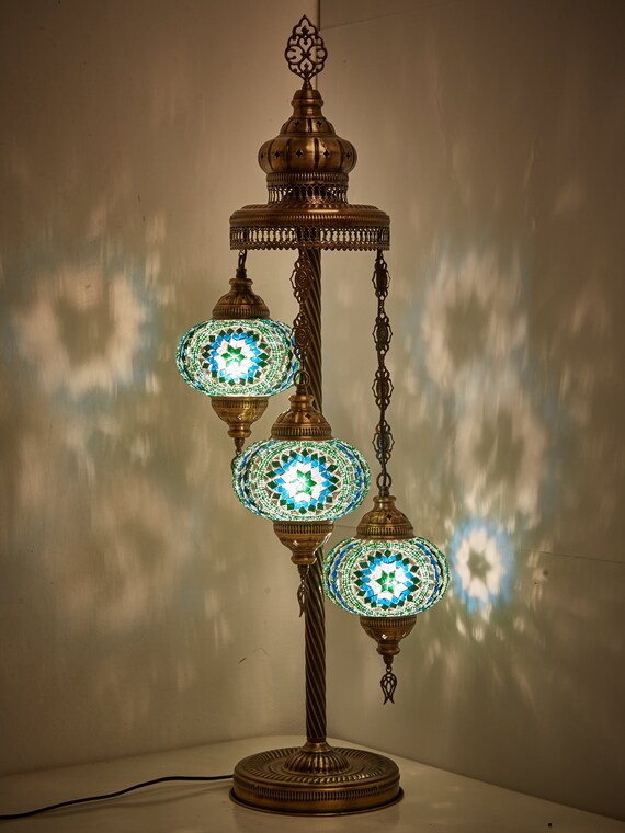Free 3 Big Globes Floor Lamp Turkish Moroccan Mosaic Or Table Bedside Night Light Lampshade X 6 5 37 Height