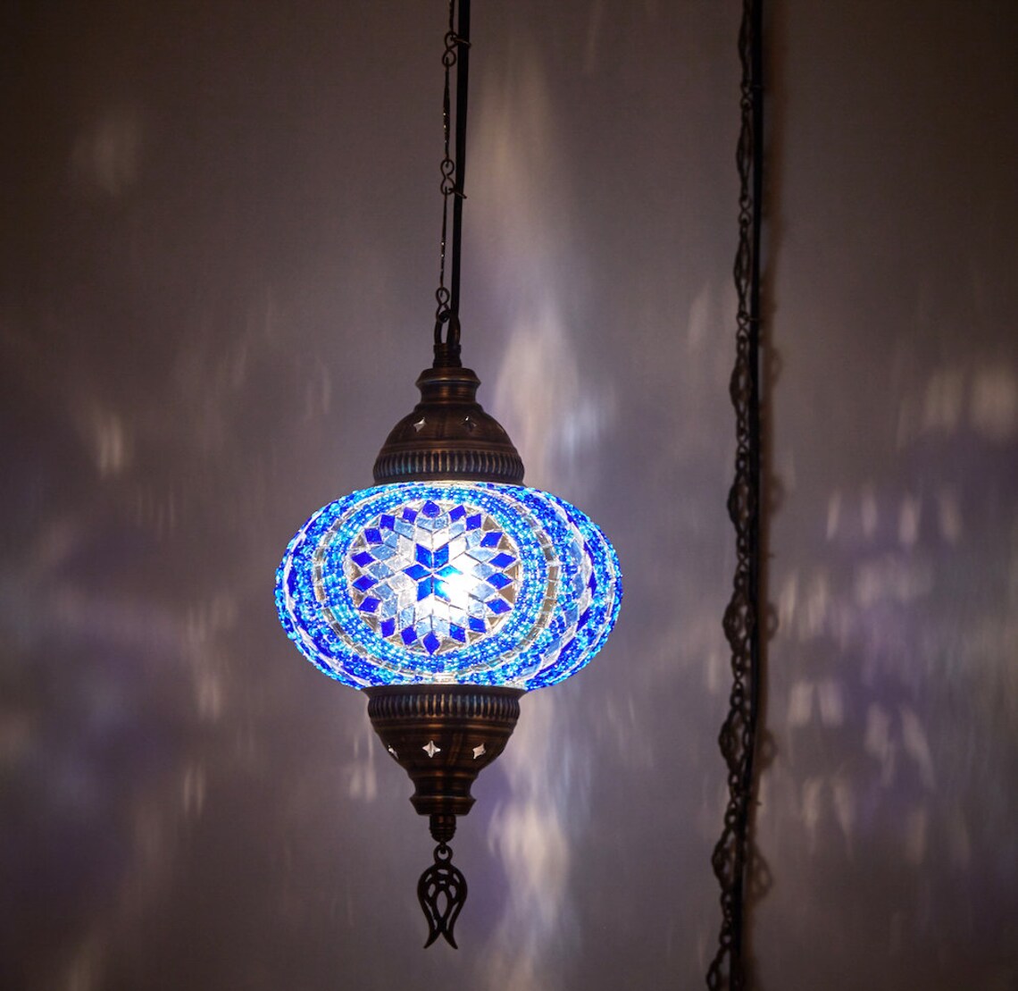 10 Colors- SWAG PLUG IN 7" Turkish Moroccan Mosaic Hanging Ceiling