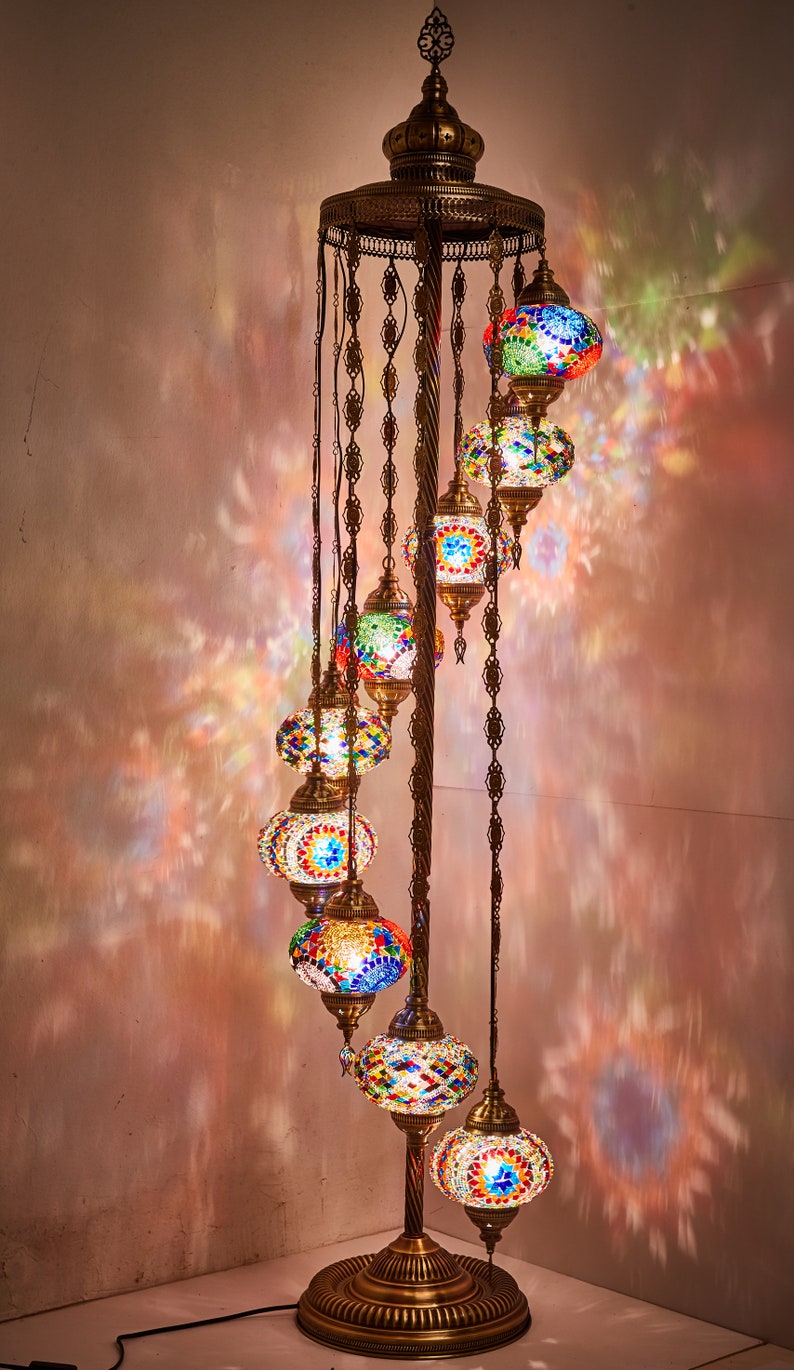 70 9 Big Globes Turkish Floor Lamp Paypal Moroccan Mosaic Light Bohemian Boho Us Plug