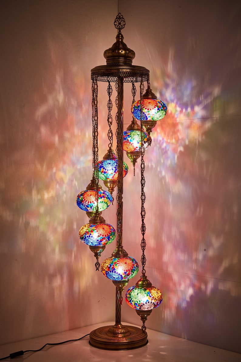 7 Big Globes Turkish Moroccan Mosaic Floor Night Lamp Light Lampshade 55 Us Plug Socket