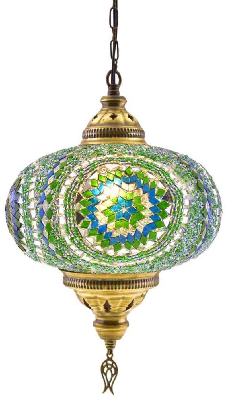 10 XL Turkish Moroccan Handmade Mosaic Hanging Ceiling Lantern Night