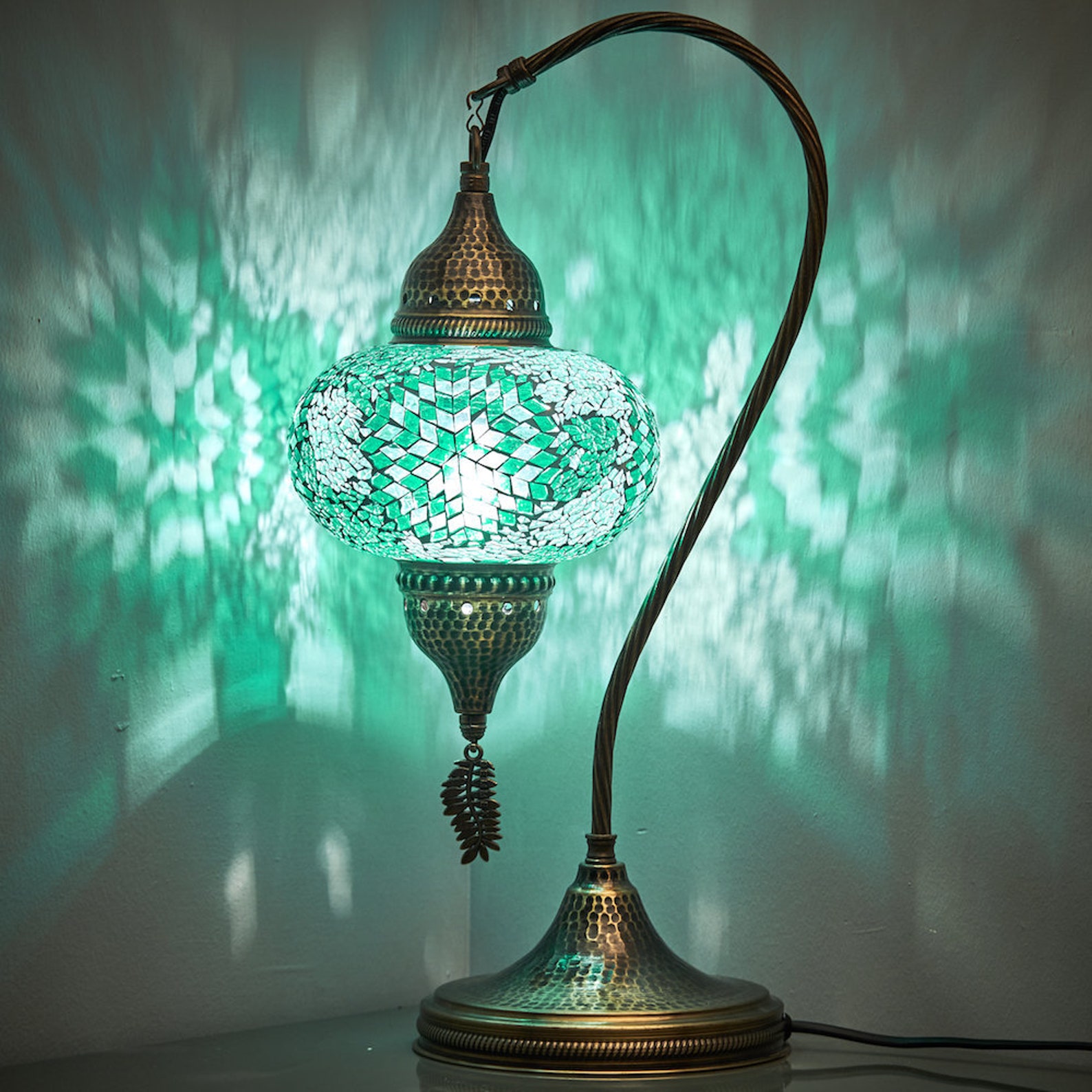 Turkish Moroccan Mosaic Boho Turquoise Teal Table Lamp Etsy