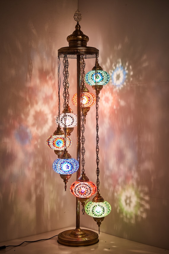 7 BIG GLOBES Turkish FLOOR Lamp Turkish Moroccan Mosaic | Etsy