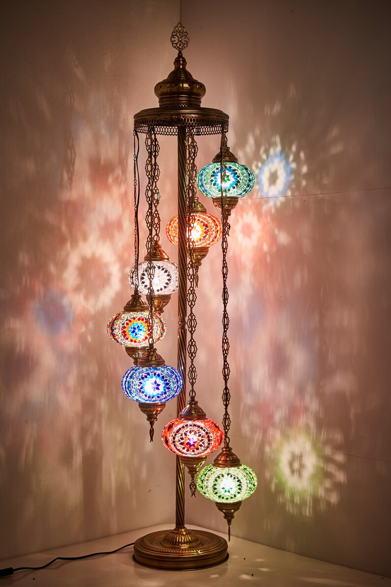 7 Big Globes Turkish Floor Lamp Moroccan Mosaic Light Bohemian Boho 59