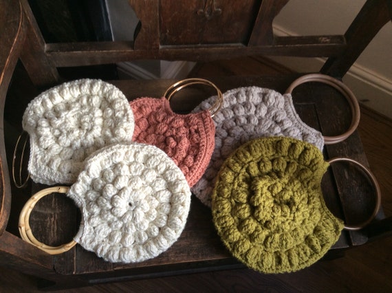 Crochet bag Round bag bag with round handles bobble crochet bag inspired by Lia bag by Ulla Johnson Etsy