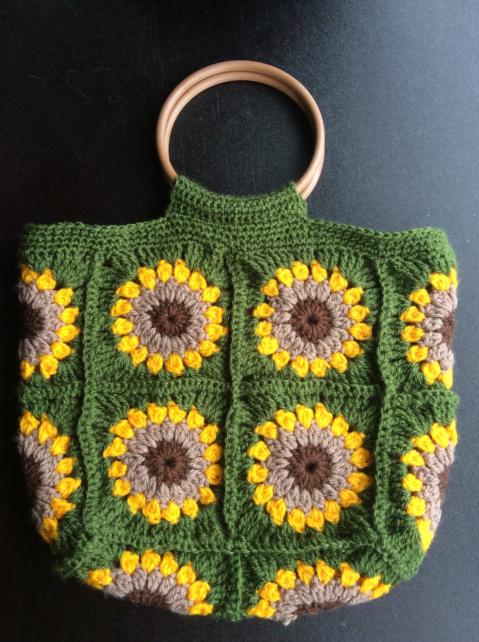 Sunflower Crochet Bag Crochet Handbag Sunflower Bag Etsy