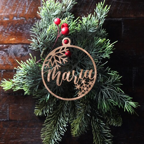 Personalized Name Christmas Ornaments Wooden Ornaments Laser Etsy