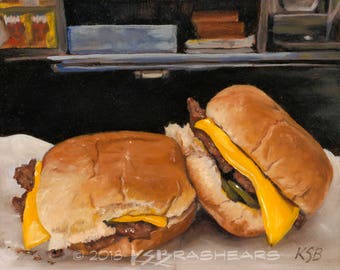 Cheeseburgers - 6" carrés Giclée Print