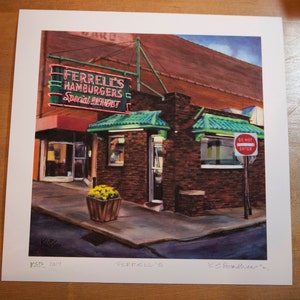 Restaurant de Hamburgers Ferrell 9 carré Giclée Fine Art Print image 4