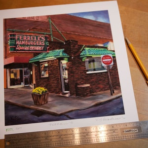 Restaurant de Hamburgers Ferrell 9 carré Giclée Fine Art Print image 3