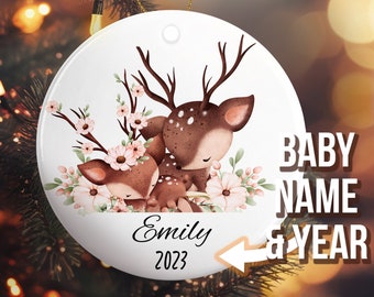 Custom Baby's First Christmas Ornament - Personalized Newborn Ornament - 3" Round Ornament For New Parents Baby Shower - FHJO0165