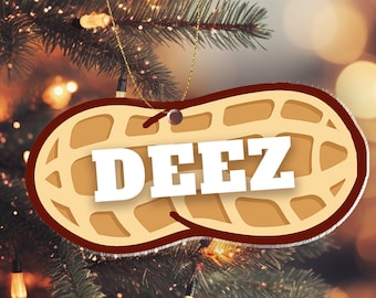 Deez Nuts Ornament - 3&quot; PVC Christmas Ornament - Funny Meme Gag Gift White Elephant Xmas Gift - Printed In The USA - FHJO0168