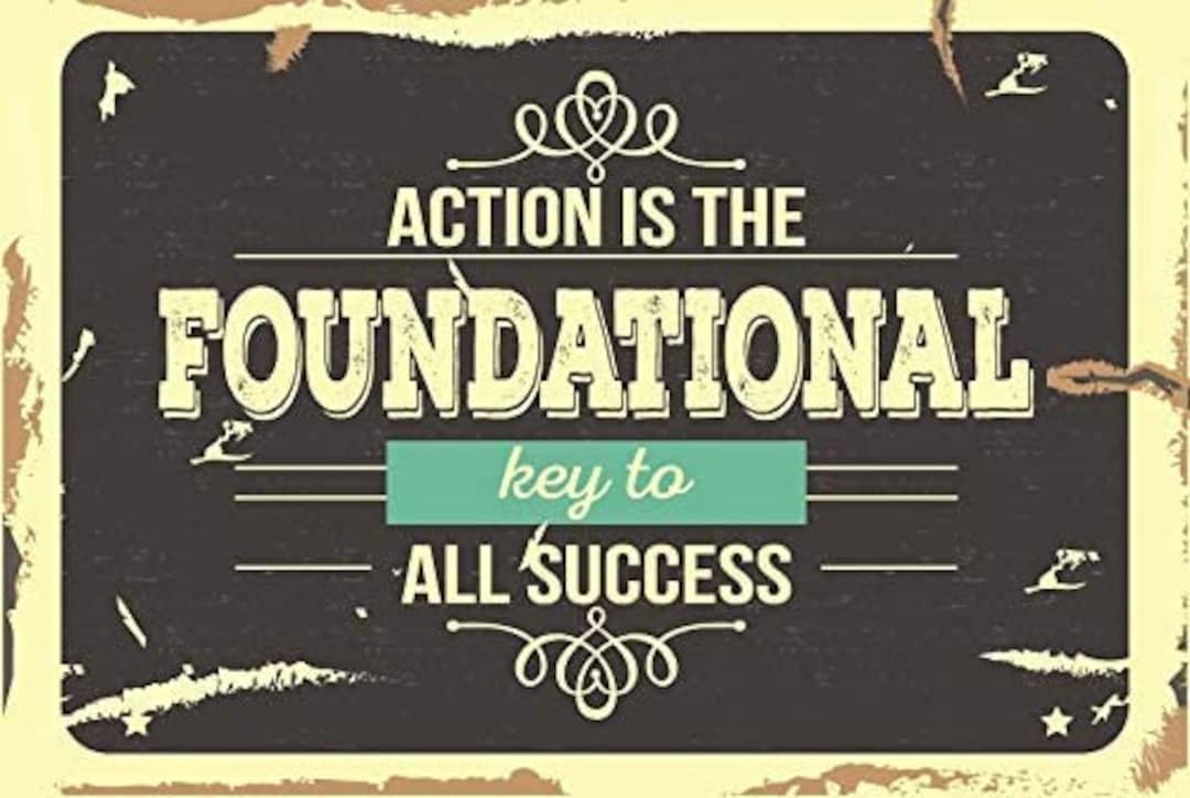 Motivational Vintage Aluminum Sign: Action is Key to Success - Etsy