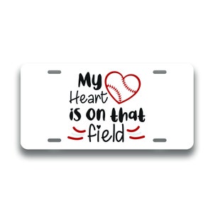 My Heart is On The Field Novelty License Plate Decorative Car or Truck Front  Plate Vanity Tag Aluminum Car Plate 6&quot; X 12&quot; Novelty UV002
