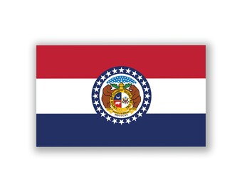 Missouri State Flag Decal | Weather Resistant Vinyl Sticker (5x3-Inches)