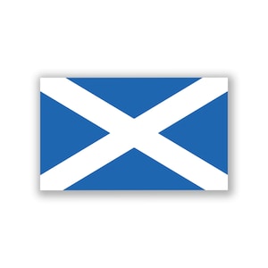 May include: A blue flag with a white diagonal cross, representing Scotland.
