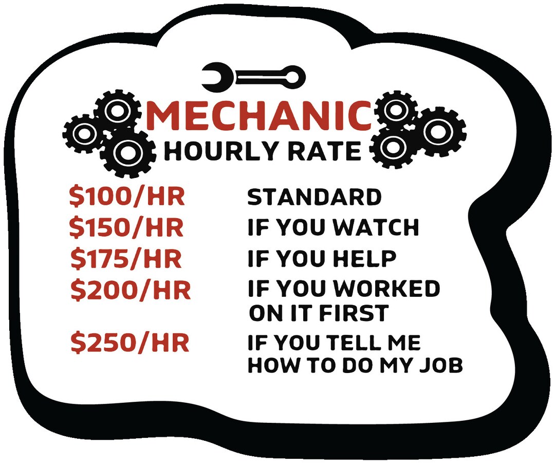 Mechanic Rates Sticker Funny Vinyl Bumper Sticker Decal Waterproof 4.5