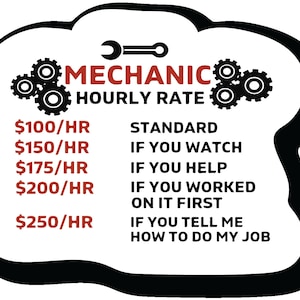 Mechanic Rates Sticker Funny Vinyl Bumper Sticker Decal Waterproof 4.5 inch Decal - Sticker Graphic - Auto, Wall, Laptop|PS133|