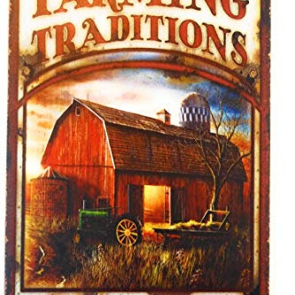 Farming Traditions Generation to Generation Farmhouse Barn Man Cave Decor 8 Inch by 12 Inch Sign