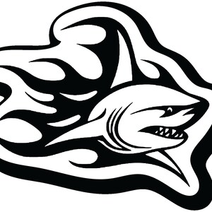 Flaming Shark 4.5 in  Decal Sticker | Premium Quality Vinyl Sticker | UV Protective Laminate | PS045|