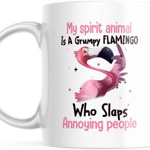 Grumpy Pink Flamingo Coffee Cup, Funny Spirit Animal Mug image 2