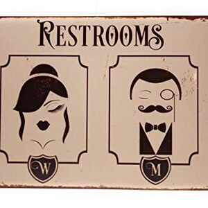 Restrooms Vintage Decorative Business Home Decor 8-inch by 12-inch Sign ...