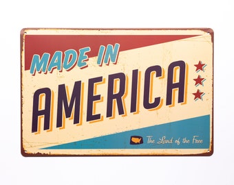 Made in America. The Land of The Free. Funny Tin Sign Bar Pub Garage Diner Cafe Home Wall Decor Home Decor Art Poster Retro Vintage, TSC169