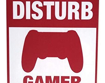 Do Not Disturb Gamer At Work Sign, Retro Man Cave Decor