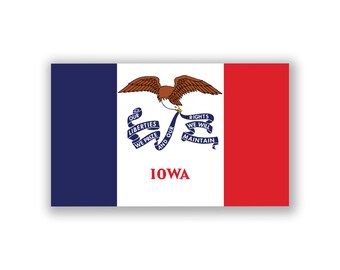 Iowa State Flag Sticker | Weather Resistant Vinyl Decal (5x3-Inches)