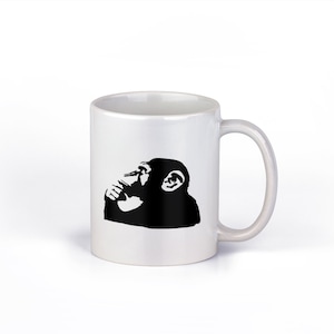 Banksy Thinking Monkey Ceramic Coffee Mug | 11-Ounce Cup