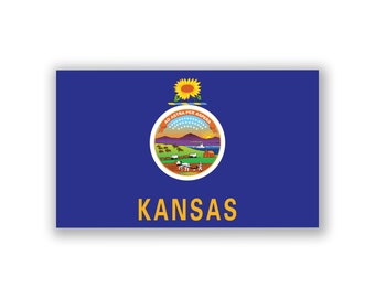 Kansas State Flag Sticker | UV Protected Vinyl Decal (5x3-Inches)