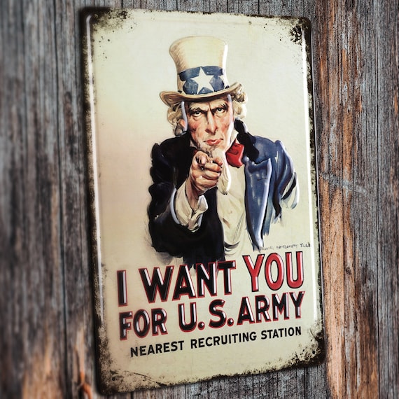 Uncle Sam 'I Want You' Retro Tin Sign, US Army Wall Decor - Etsy