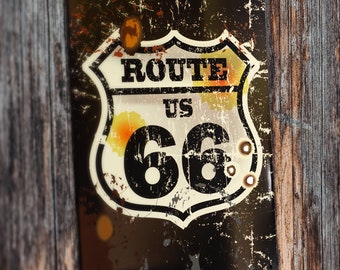 US Route 66 Vintage Tin Sign, Retro Road Decor (8x12 Inches)