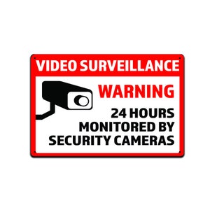 24 Hour Video Surveillance Sign, No Trespassing Aluminum Warning Sign,8’’x12’’ for CCTV Security Camera - UV Protected |TS02745|