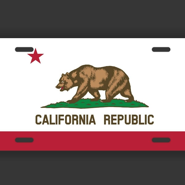 California Republic Bear License Plate Tag Novelty Front Aluminum 6 Inch By 12 Inch UV Printed VLP030