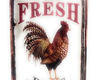 Farm Fresh Eggs Sign, Rustic Chicken Decor, USA Made Aluminum