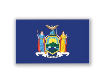 New York State Flag Decal Sticker | 5-Inches By 3-Inches | Premium Quality Vinyl | PD338