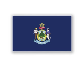 Maine State Flag Decal Stickers | Official Flag of Maine Stickers | 5-Inches by 3-Inches | Premium Quality Vinyl | PD325