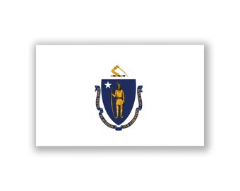 Massachusetts State Flag Decal Stickers | Official Flag of Massachusetts Stickers | 5-Inches by 3-Inches | Premium Quality Vinyl | PD327