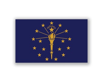 Indiana State Flag Decal Stickers | Official Flag of Indiana Stickers | 5-Inches by 3-Inches | Premium Quality Vinyl | PD320