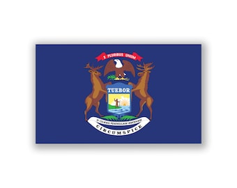 Michigan State Flag Decal Stickers | Official Flag of Michigan Stickers | 5-Inches by 3-Inches | Premium Quality Vinyl | PD328