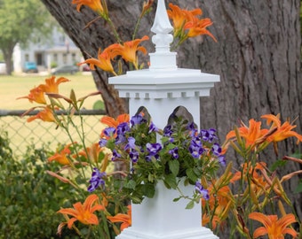 White PVC. 4inch Post Mount Planter with Bridgeport InSpire Cap