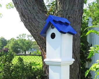 4 inch PVC Fence-Top Birdhouse Charming. Weatherproof. Ready to welcome your backyard guests.