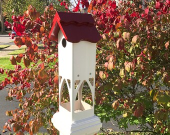 Bird Lovers Favorite, 5-inch PVC Post Mount Bird House and Feeder