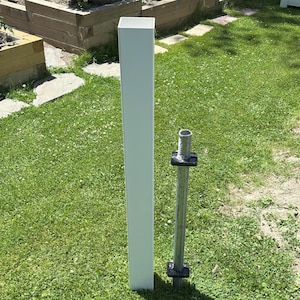 EZ install 4&quot; x 4&quot; x 46” PVC post and steel pole system- structural post- Assembled brackets to pole -4&quot; PVC post starter- post topper post