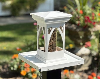 PVC Bird feeder Table: Open-Sided Tube Feeder, Weatherproof Design 4inch top cap options